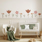 Boho Flower Wall Stickers for Nursery, Floral Nursery Wall Decals, Neutral Baby Room Decor, Retro Flower Peel and Stick Decals