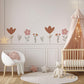 Boho Flower Wall Stickers for Nursery, Floral Nursery Wall Decals, Neutral Baby Room Decor, Retro Flower Peel and Stick Decals