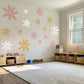 Pastel Flower Wall Decals for Girls Bedroom, Daisy Nursery Wall Stickers, Boho Flower Decor, Peel and Stick Floral Wall Art