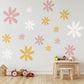 Pastel Flower Wall Decals for Girls Bedroom, Daisy Nursery Wall Stickers, Boho Flower Decor, Peel and Stick Floral Wall Art
