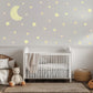 Moon And Stars Wall Stickers Neutral Nursery Decals | Glow Style Moon Nursery Decor | Beige Celestial Baby Room Wall Art