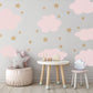 Pink Cloud Wall Stickers Nursery Decals | Neutral Star Nursery Wall Decor | Boho Baby Girl Peel And Stick Wall Decals