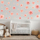 Pink Flower Wall Stickers, Floral Nursery Wall Decals, Boho Girls Bedroom Decor, Peel and Stick Flowers, Pink Nursery Decor