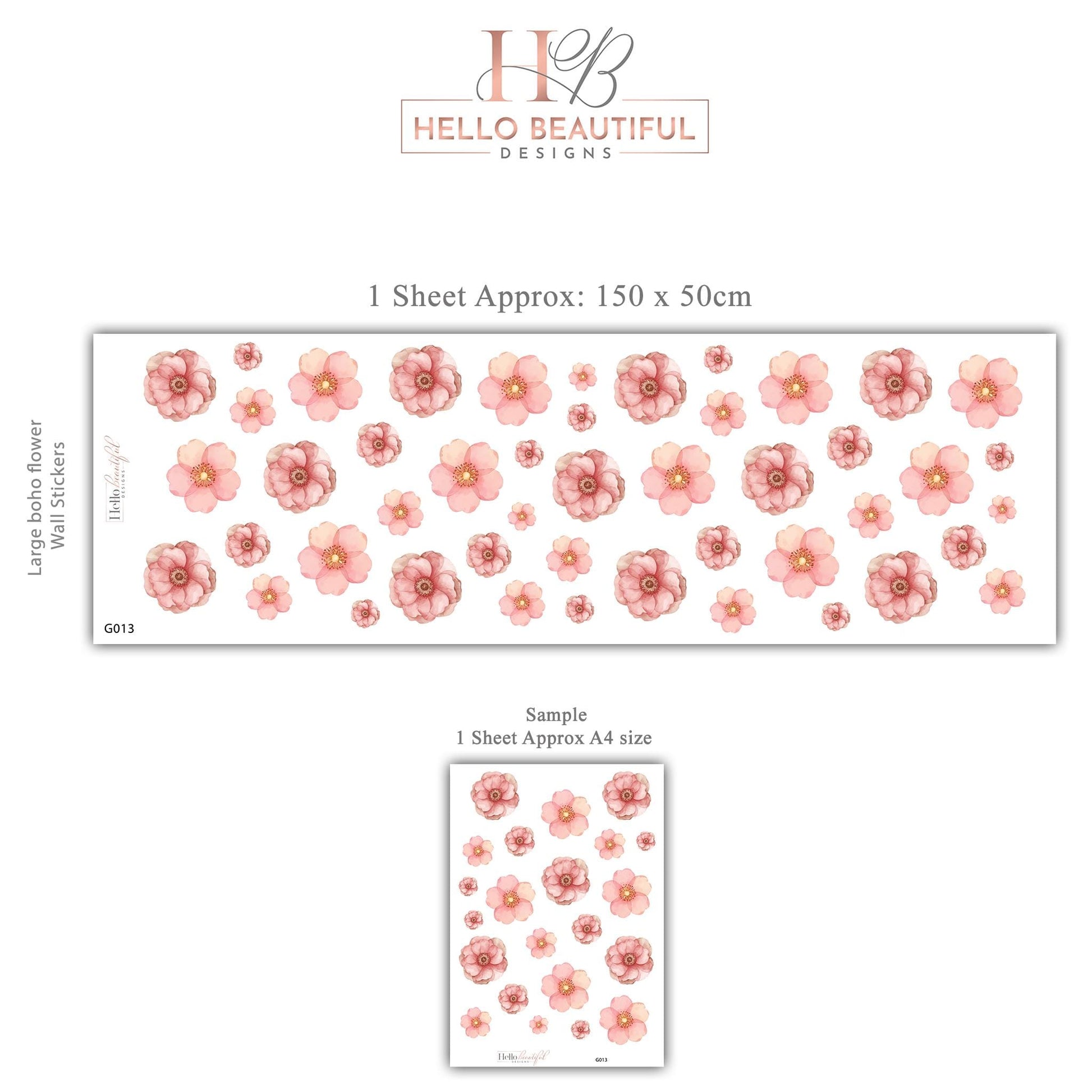 Pink Flower Wall Stickers, Floral Nursery Wall Decals, Boho Girls Bedroom Decor, Peel and Stick Flowers, Baby Room Wall Art