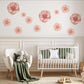 Pink Flower Wall Stickers, Floral Nursery Wall Decals, Boho Girls Bedroom Decor, Peel and Stick Flowers, Baby Room Wall Art