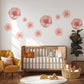 Pink Flower Wall Stickers, Floral Nursery Wall Decals, Boho Girls Bedroom Decor, Peel and Stick Flowers, Baby Room Wall Art