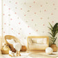 Pink Floral Wall Stickers for Girls Bedroom, Boho Nursery Wall Decals, Flower & Leaf Wall Decor, Neutral Nursery Stickers, Kids Room Decor