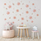 Pink Floral Wall Stickers for Girls Bedroom, Boho Nursery Wall Decals, Flower Wall Decor, Neutral Nursery Stickers, Peel and Stick Flowers