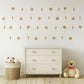 Boho Flower Wall Stickers for Nursery, Neutral Floral Wall Decals, Retro Flower Wall Decor, Baby Room Stickers, Scandinavian Nursery Decor