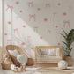 Pink Bow & Floral Wall Stickers, Coquette Nursery Decor, Baby Girl Room Decals, Peel and Stick Nursery Wall Art, Soft Pink Flower Decals