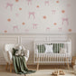 Pink Bow & Floral Wall Stickers, Coquette Nursery Decor, Baby Girl Room Decals, Peel and Stick Nursery Wall Art, Soft Pink Flower Decals