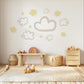 Cloud & Star Wall Stickers, Neutral Nursery Decor, Beige Nursery Wall Decals, Boho Baby Room Stickers, Peel and Stick Cloud Nursery