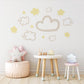 Cloud & Star Wall Stickers, Neutral Nursery Decor, Beige Nursery Wall Decals, Boho Baby Room Stickers, Peel and Stick Cloud Nursery