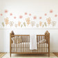 Boho Floral Wall Stickers, Neutral Nursery Decor, Flower Nursery Wall Decals, Beige Botanical Nursery, Peel and Stick Baby Room Decor