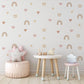Boho Rainbow Heart Wall Decals for Nursery, Neutral Baby Room Stickers, Pink Beige Nursery Decor, Peel and Stick Kids Wall Art