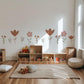 Boho Flower Wall Stickers for Nursery, Floral Nursery Wall Decals, Neutral Baby Room Decor, Retro Flower Peel and Stick Decals