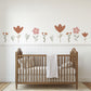 Boho Flower Wall Stickers for Nursery, Floral Nursery Wall Decals, Neutral Baby Room Decor, Retro Flower Peel and Stick Decals