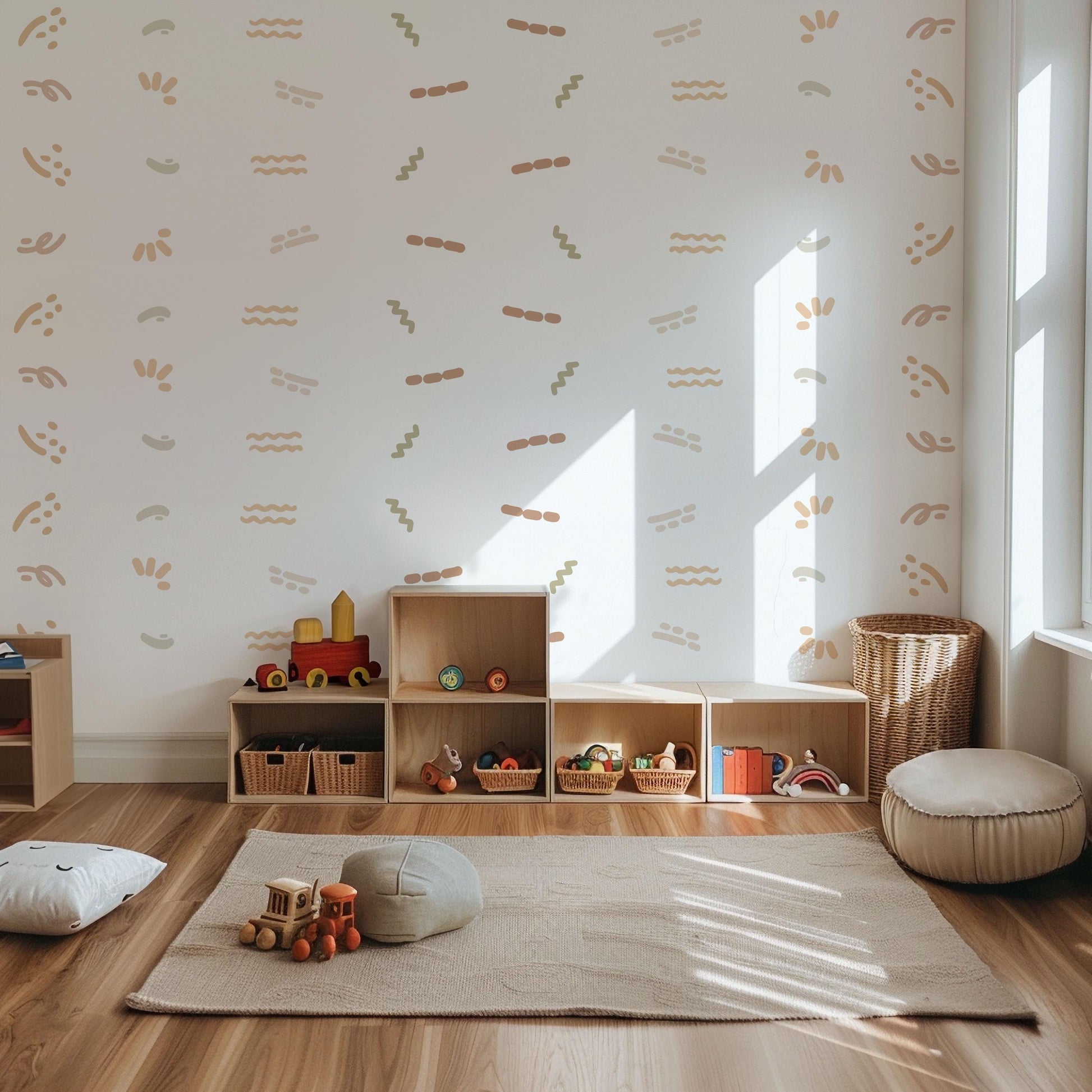 Nursery Wall Stickers, Neutral Nursery Decor, Boho Wall Decals, Kids Room Stickers, Playroom Decor, Baby Room Wall Art, Peel and Stick
