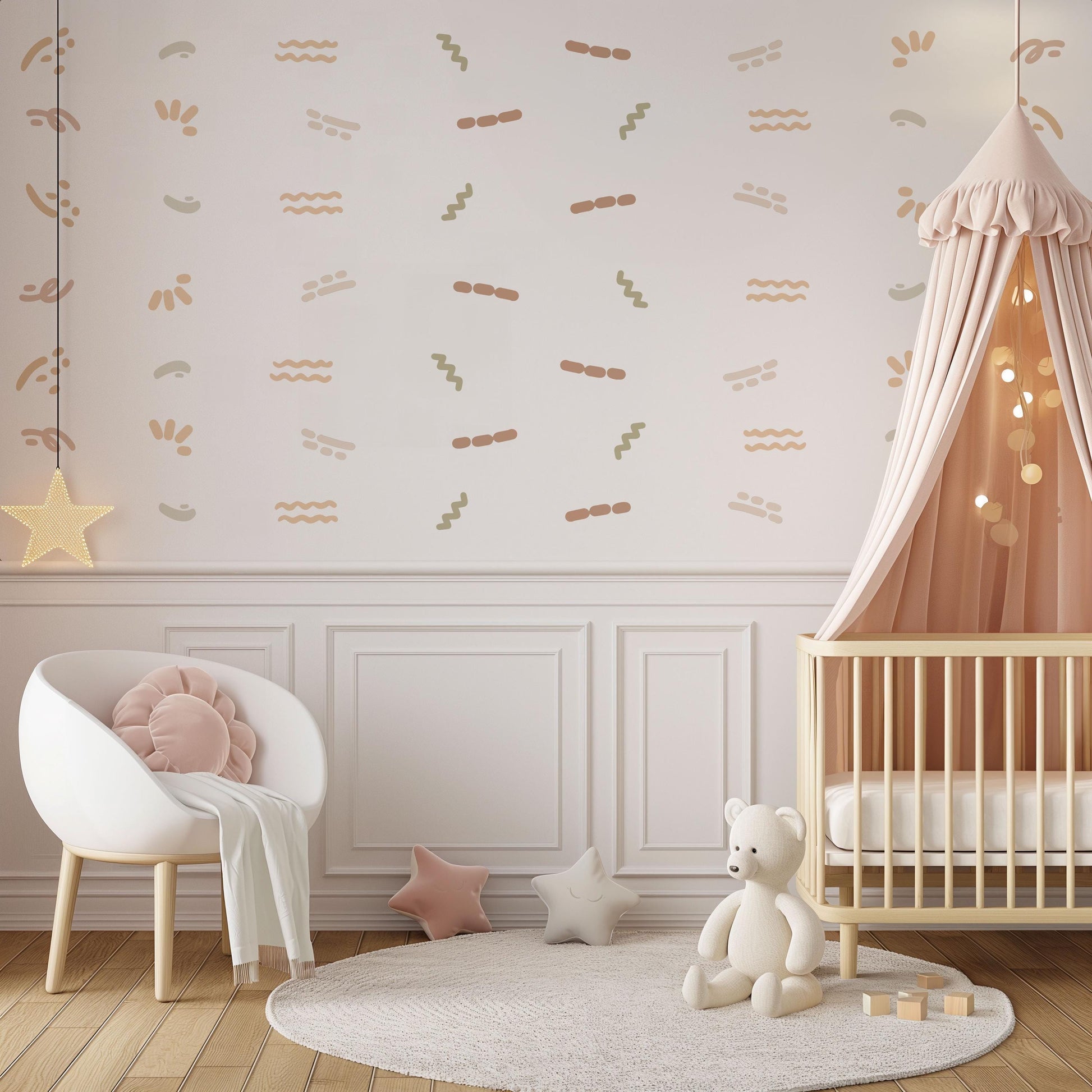 Nursery Wall Stickers, Neutral Nursery Decor, Boho Wall Decals, Kids Room Stickers, Playroom Decor, Baby Room Wall Art, Peel and Stick