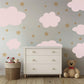 Pink Cloud Wall Stickers Nursery Decals | Neutral Star Nursery Wall Decor | Boho Baby Girl Peel And Stick Wall Decals