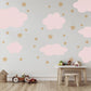 Pink Cloud Wall Stickers Nursery Decals | Neutral Star Nursery Wall Decor | Boho Baby Girl Peel And Stick Wall Decals