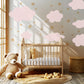 Pink Cloud Wall Stickers Nursery Decals | Neutral Star Nursery Wall Decor | Boho Baby Girl Peel And Stick Wall Decals