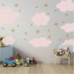 Pink Cloud Wall Stickers Nursery Decals | Neutral Star Nursery Wall Decor | Boho Baby Girl Peel And Stick Wall Decals