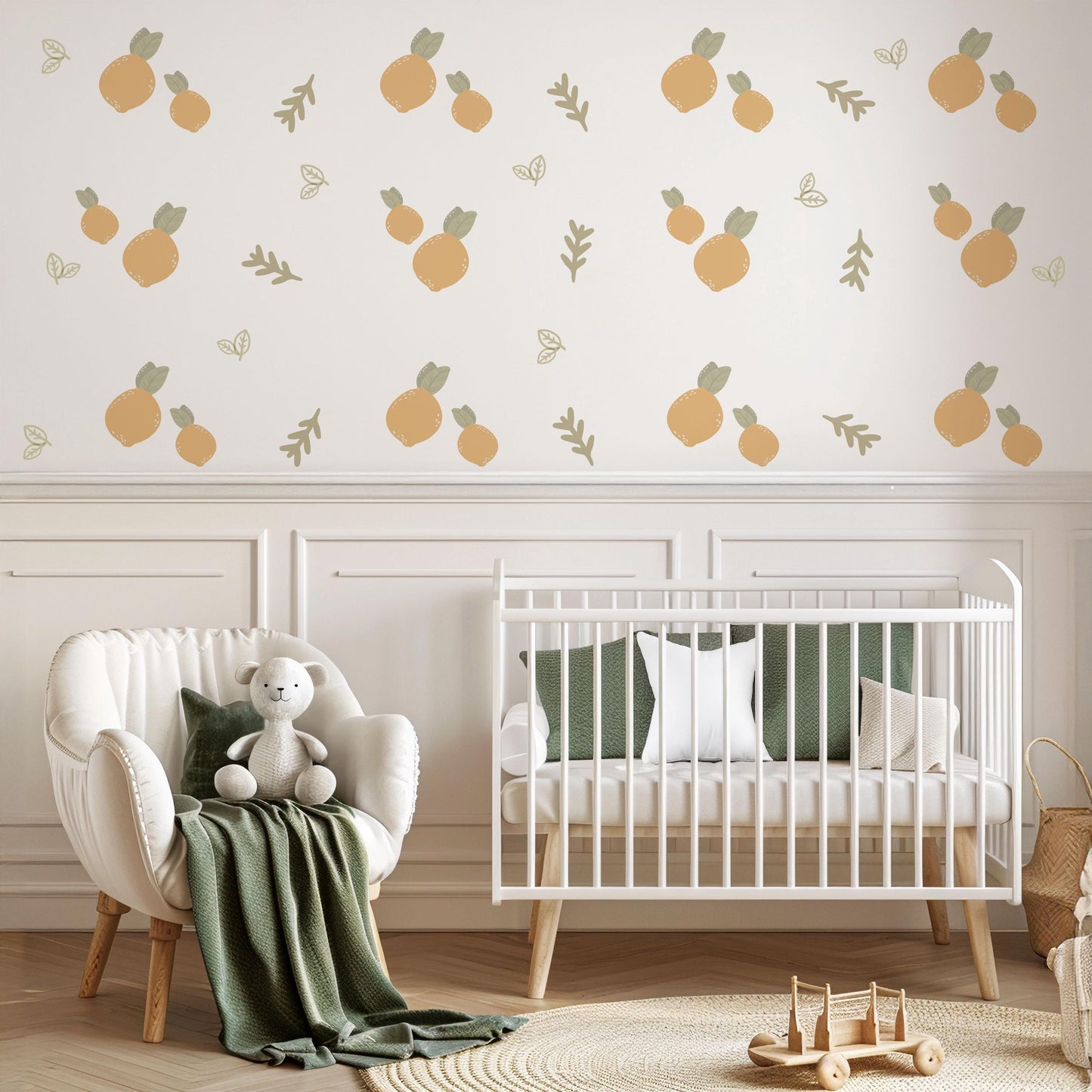 Lemon Wall Decals for Nursery Lemon Nursery Decor Fruit Wall Stickers Citrus Nursery Decor Neutral Baby Room Wall Decals