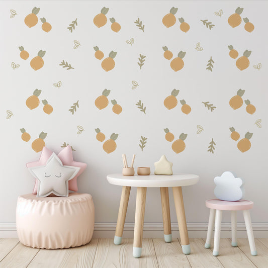 Lemon Wall Decals for Nursery Lemon Nursery Decor Fruit Wall Stickers Citrus Nursery Decor Neutral Baby Room Wall Decals