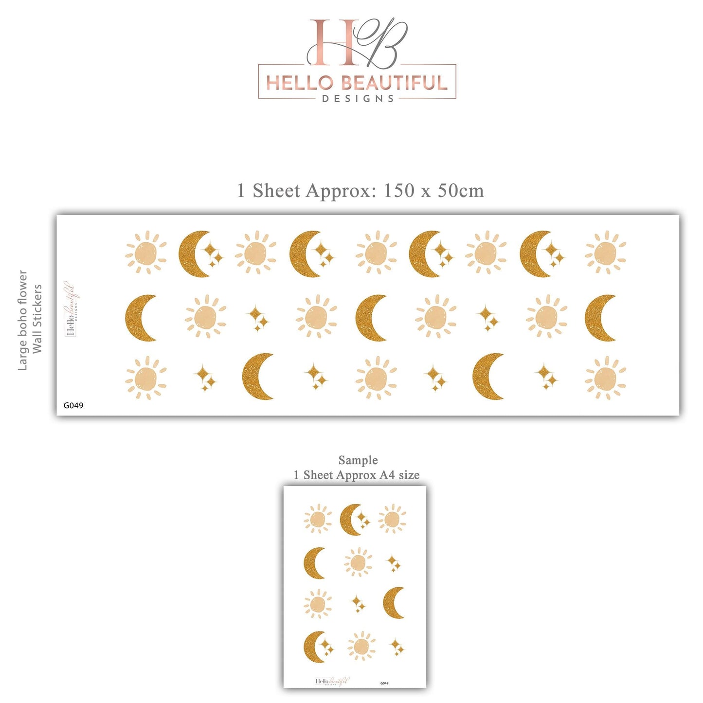 Moon And Sun Wall Stickers Celestial Nursery Decor Gold Moon Wall Decals Star Nursery Stickers Kids Bedroom Decor