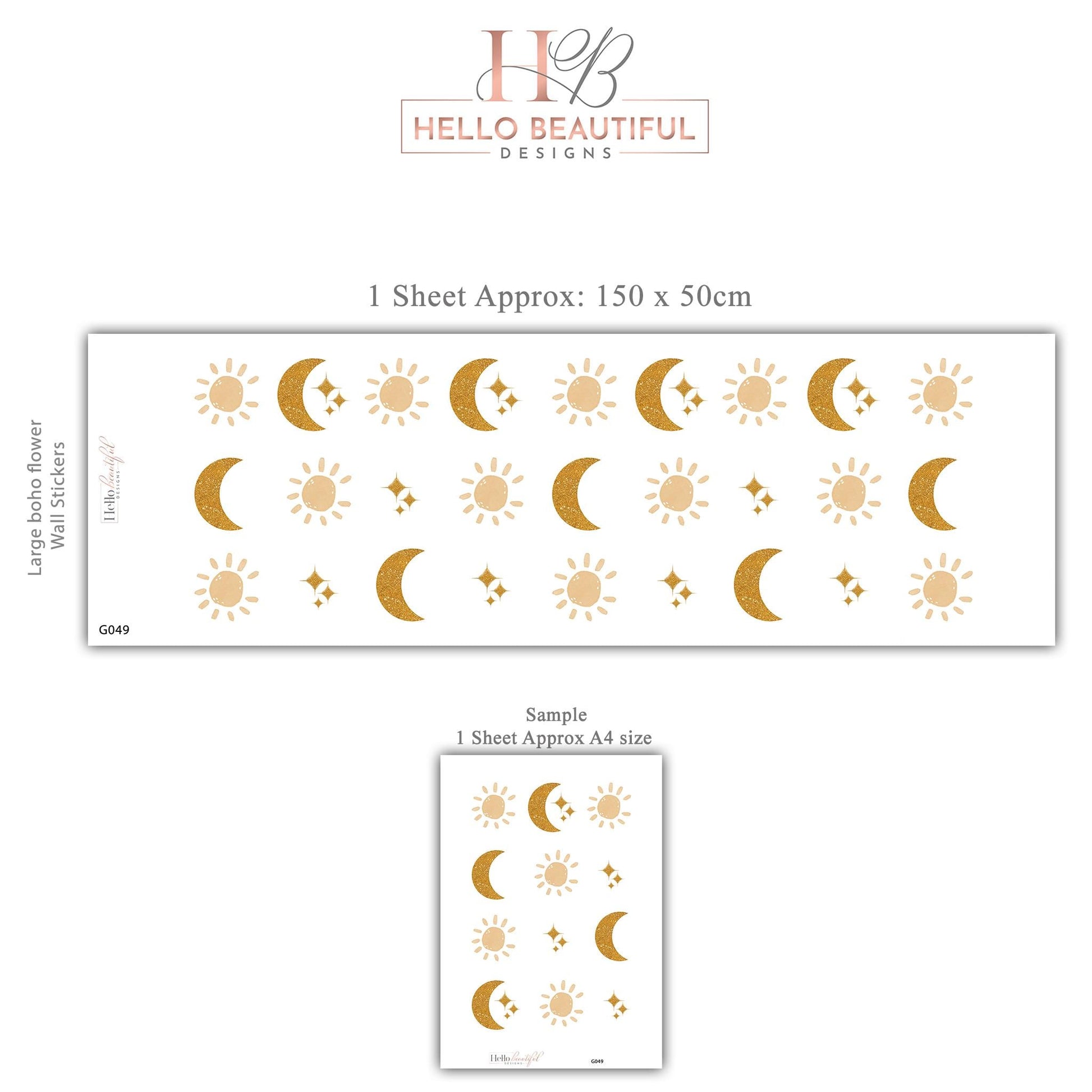 Moon And Sun Wall Stickers Celestial Nursery Decor Gold Moon Wall Decals Star Nursery Stickers Kids Bedroom Decor