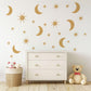 Gold Moon And Stars Wall Stickers Celestial Nursery Decor Moon Wall Decals Star Nursery Stickers Kids Bedroom Decor