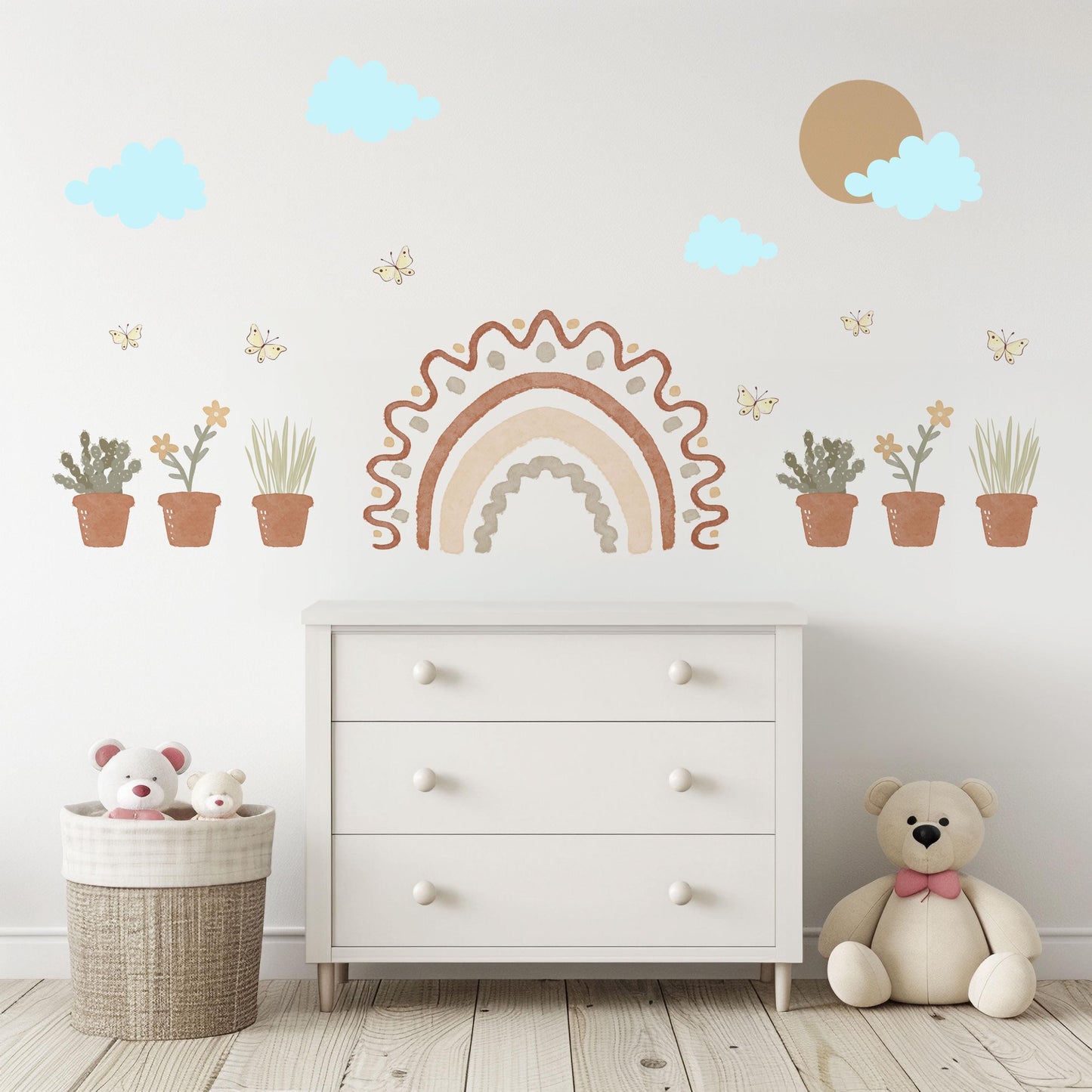 Boho Rainbow Wall Stickers Nursery Decor Rainbow Wall Decals Neutral Nursery Stickers Playroom Wall Art Peel And Stick Decor
