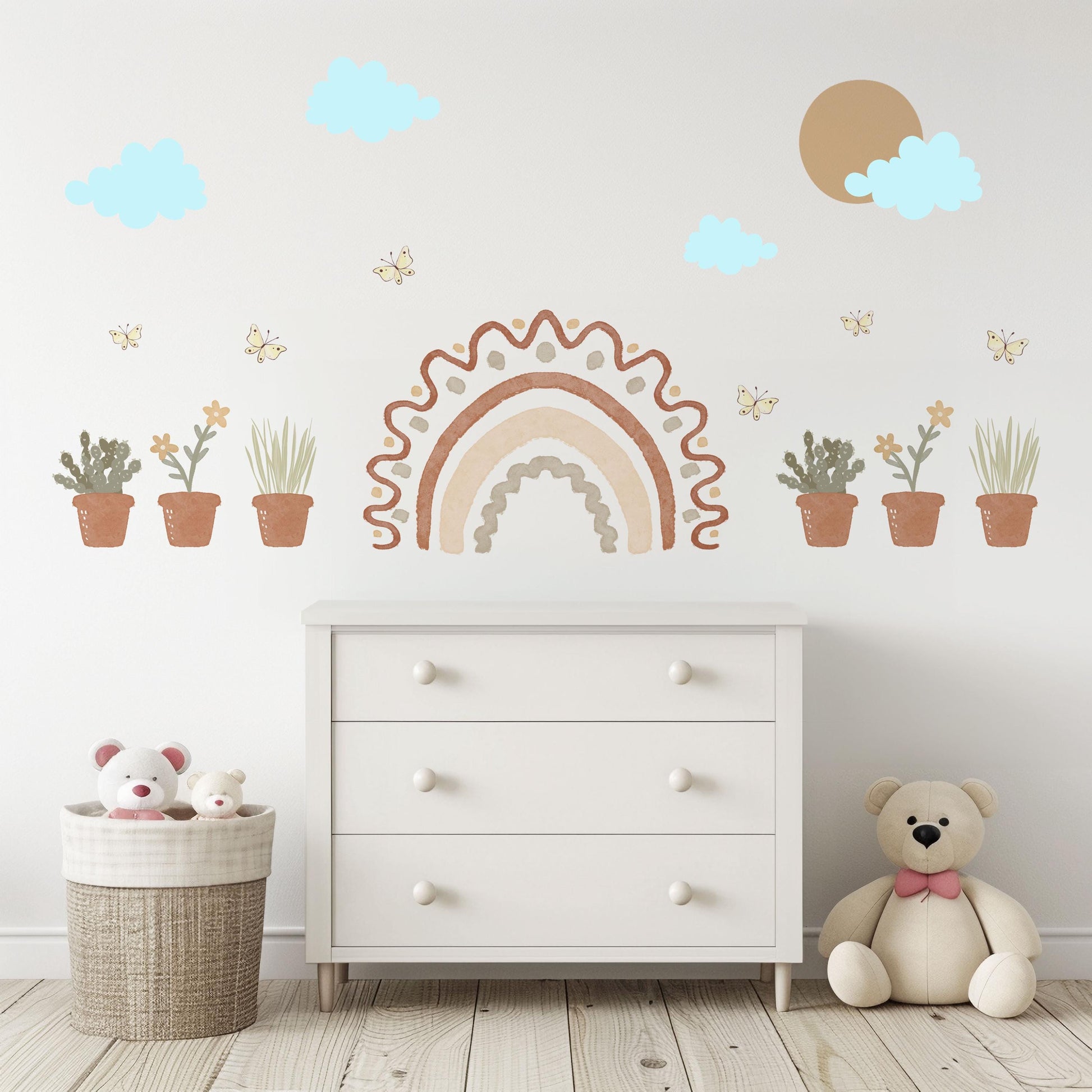 Boho Rainbow Wall Stickers Nursery Decor Rainbow Wall Decals Neutral Nursery Stickers Playroom Wall Art Peel And Stick Decor