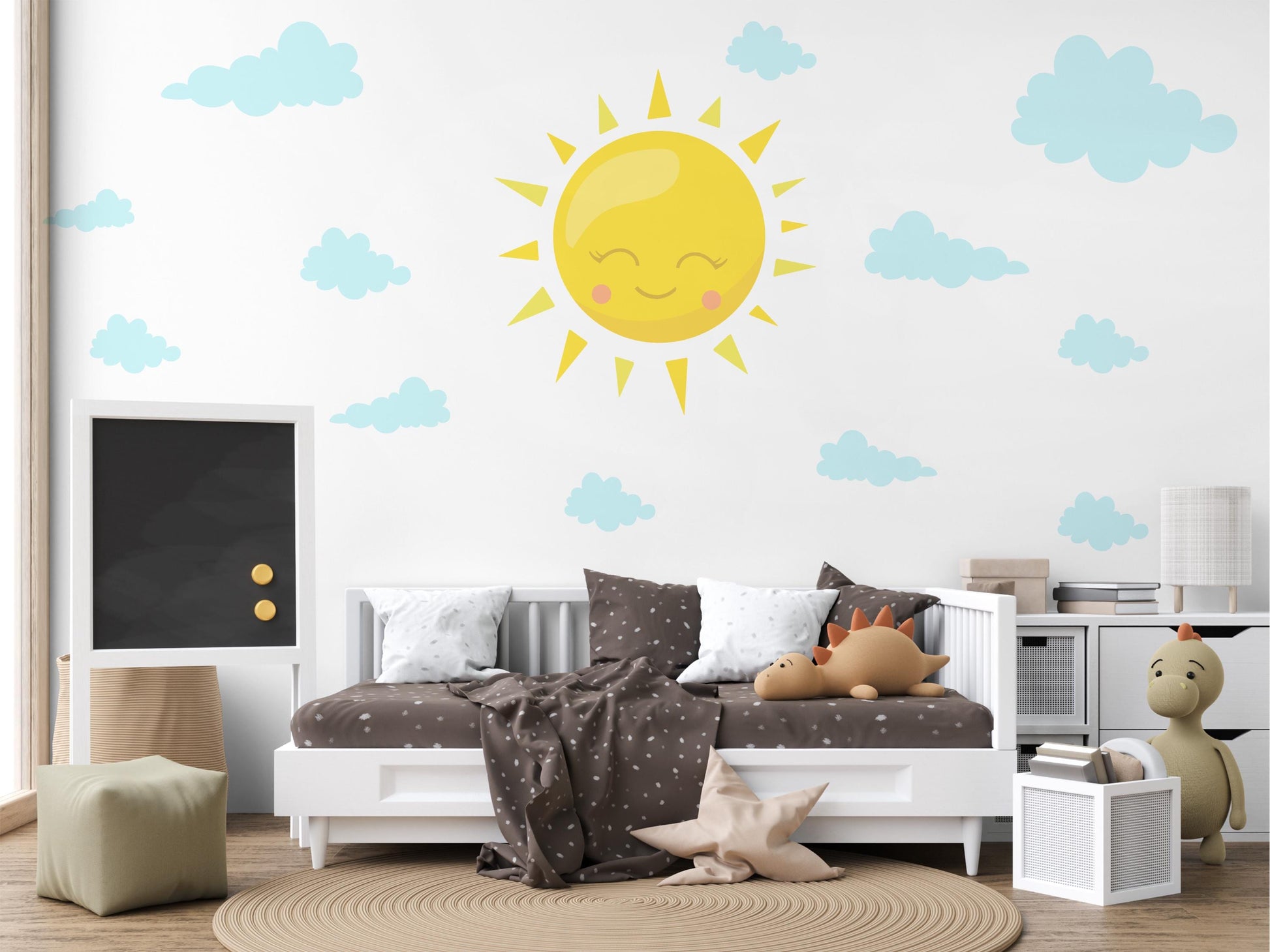 Sun And Clouds Wall Stickers Nursery Decor Sunshine Wall Decals Baby Room Wall Stickers Kids Bedroom Peel And Stick Decor
