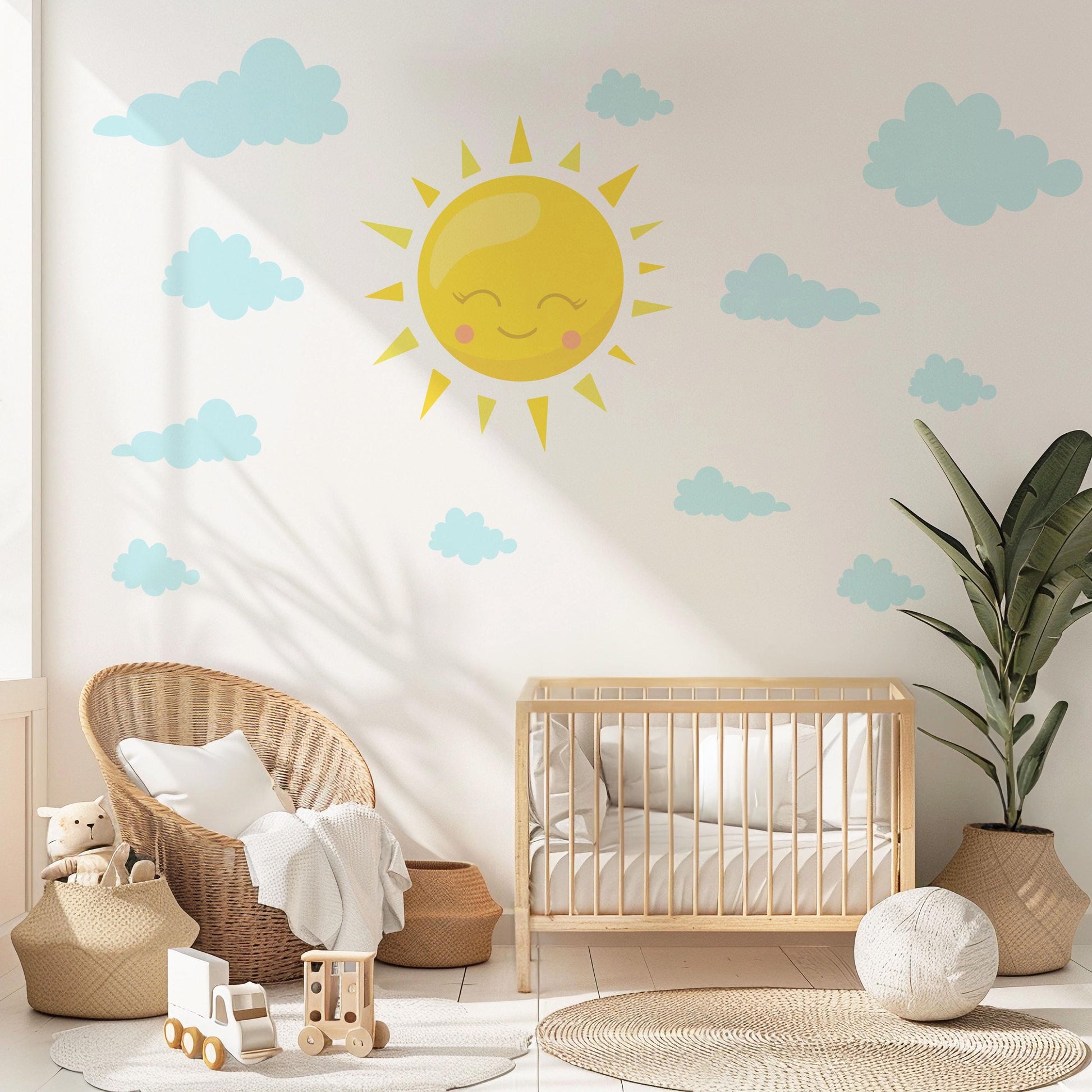 Sun And Clouds Wall Stickers Nursery Decor Sunshine Wall Decals Baby Room Wall Stickers Kids Bedroom Peel And Stick Decor
