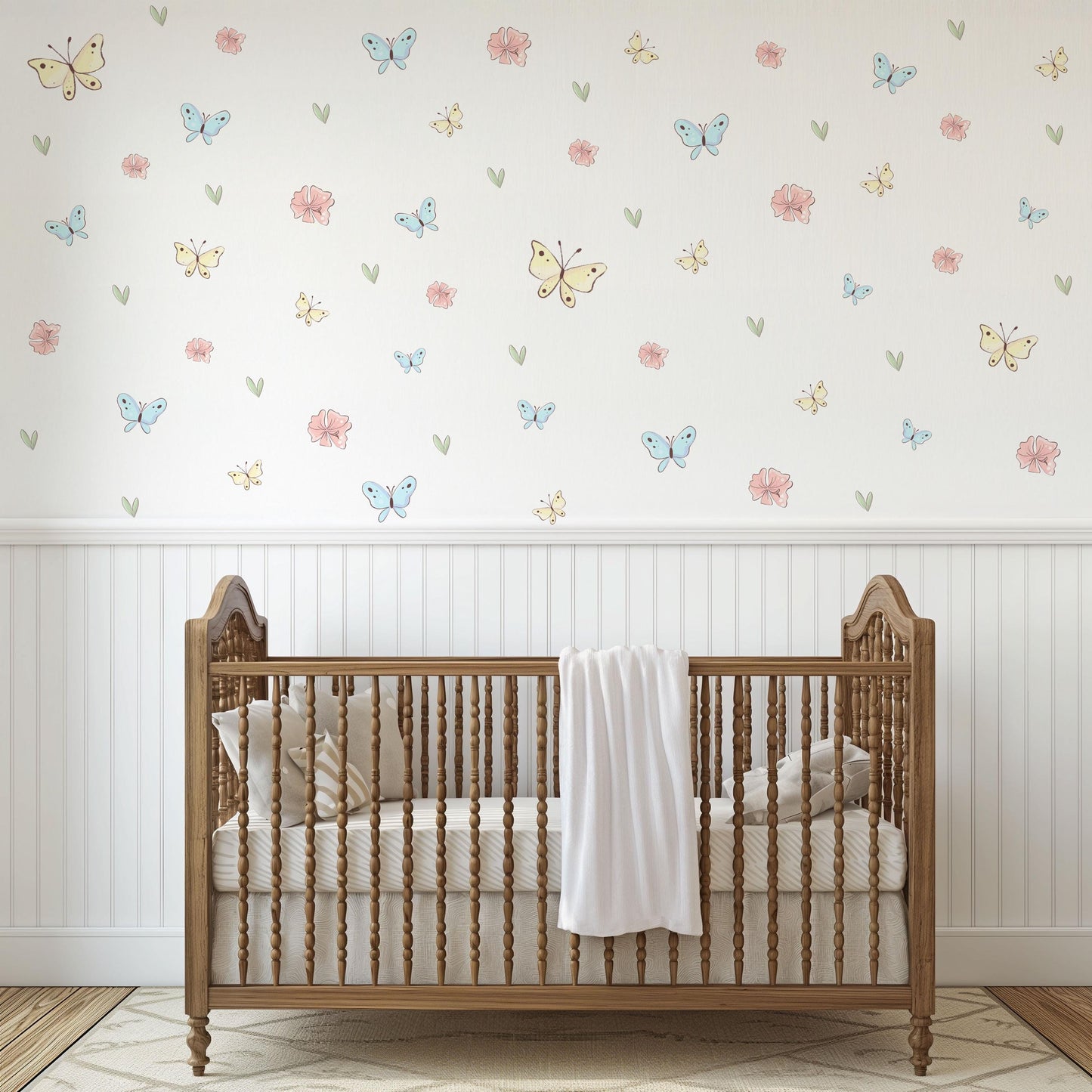 Butterfly Wall Stickers Nursery Decor Pastel Butterfly Decals Floral Wall Stickers Girls Bedroom Peel And Stick Wall Decor
