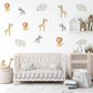 Safari Animal Wall Stickers, Lion Zebra Giraffe Elephant Wall Decals, Jungle Nursery Decor, Baby Safari Wall Art, Kids Bedroom Stickers