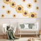 Sunflower Wall Stickers, Sunflower Nursery Decor, Boho Floral Wall Decals, Yellow Flower Wall Art, Peel And Stick Nursery Stickers