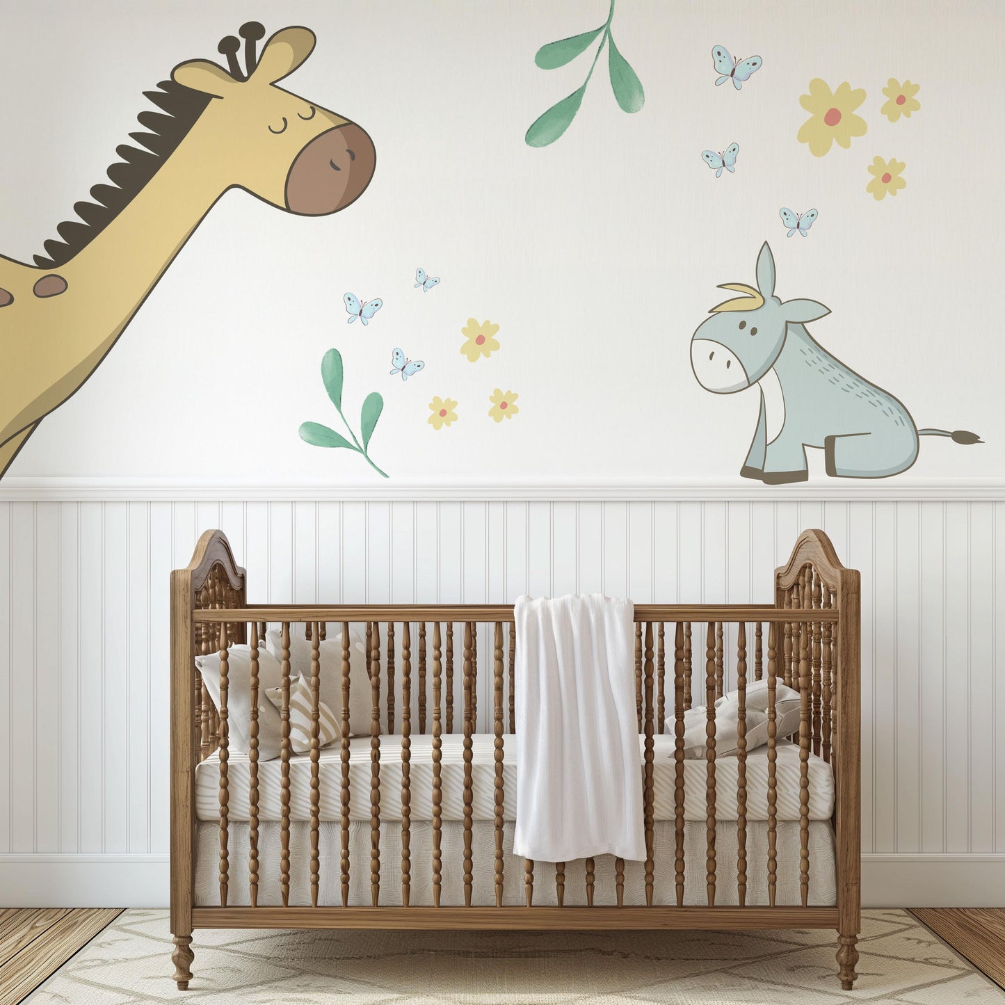 Giraffe Donkey Wall Stickers Safari Nursery Wall Decals Neutral Animal Nursery Decor Peel And Stick Baby Room Stickers Boho Nursery Wall Art