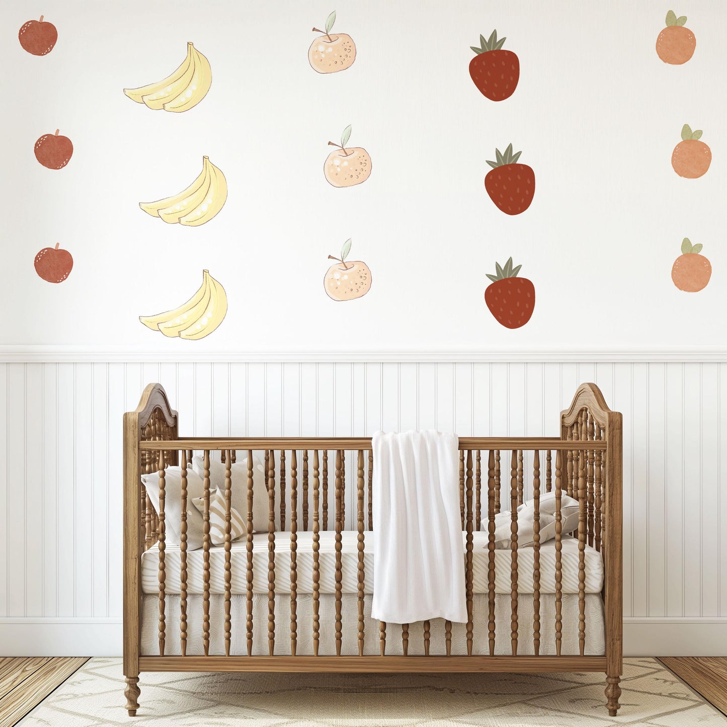 Fruit Wall Stickers, Nursery Fruit Wall Decals, Banana Strawberry Orange Stickers, Playroom Wall Decor, Peel And Stick Kids Room Decor