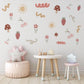 Boho Fruit Wall Stickers Strawberry Cherry Nursery Decals Mushroom Flower Wall Decor Cottagecore Nursery Decor, Peel And Stick Wall Stickers