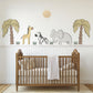 Safari Nursery Wall Stickers Elephant Giraffe Zebra Wall Decals Neutral Jungle Nursery Decor Safari Animal Wall Art, Baby Room Wall Stickers