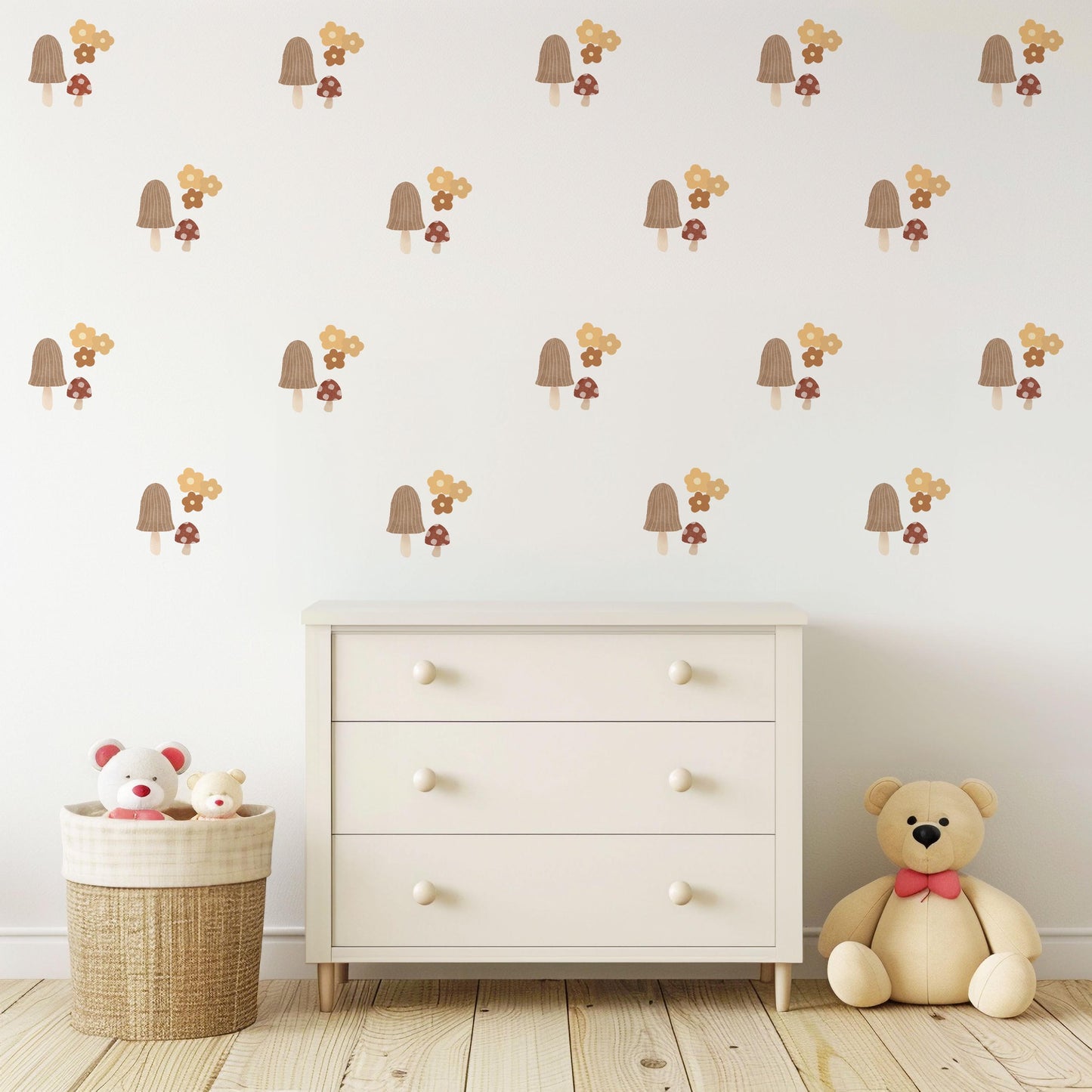 Woodland Mushroom Wall Stickers, Boho Nursery Decor, Neutral Nursery Wall Decals, Cottagecore Nursery Wall Art, Forest Mushroom Stickers