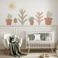 Boho Cactus Wall Stickers Nursery Decor | Neutral Desert Wall Decals | Sage Pink Terracotta Nursery | Peel and Stick Kids Bedroom Decor