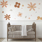 Boho Flower Wall Stickers Nursery Decor | Neutral Floral Wall Decals | Retro Daisy Nursery Stickers | Peel and Stick Kids Room Decor