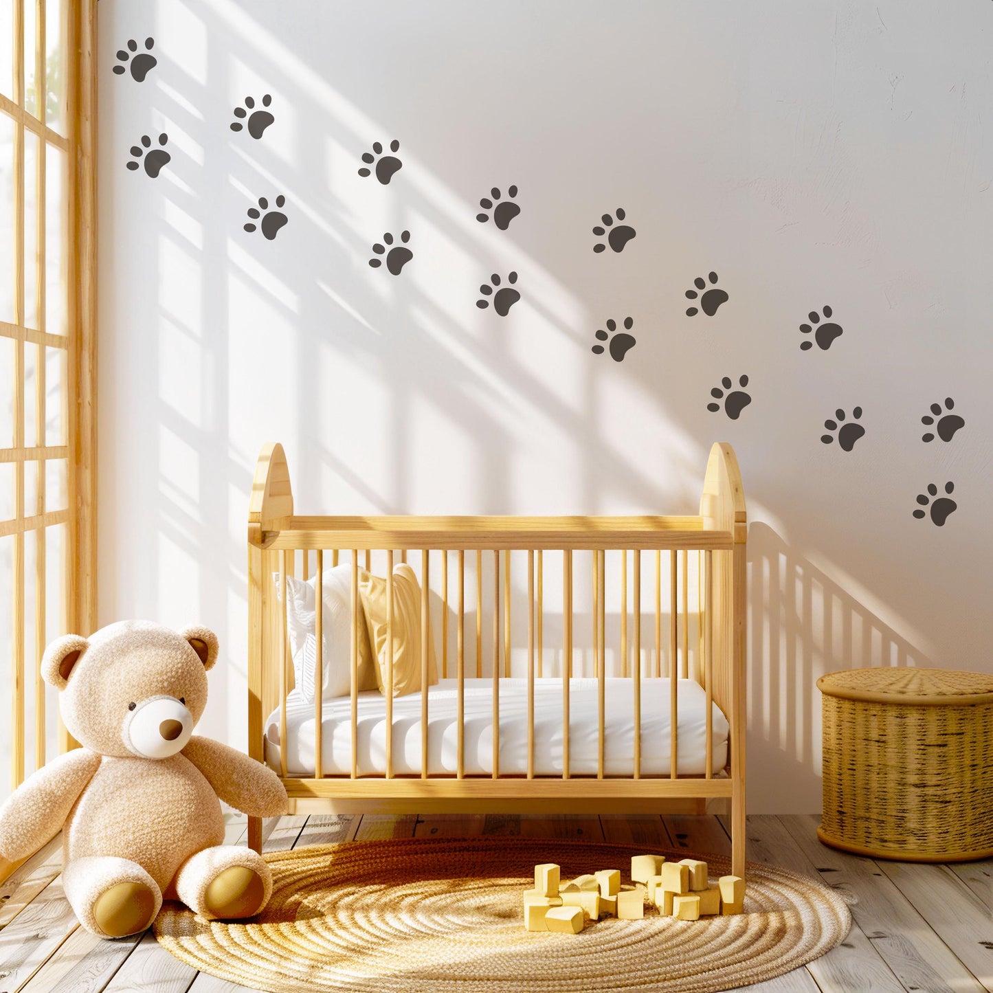 Dog Paw Print Wall Stickers for Kids Bedroom Puppy Nursery Decor Animal Footprint Wall Decals Neutral Playroom Wall Art Pet Lover Room Decor