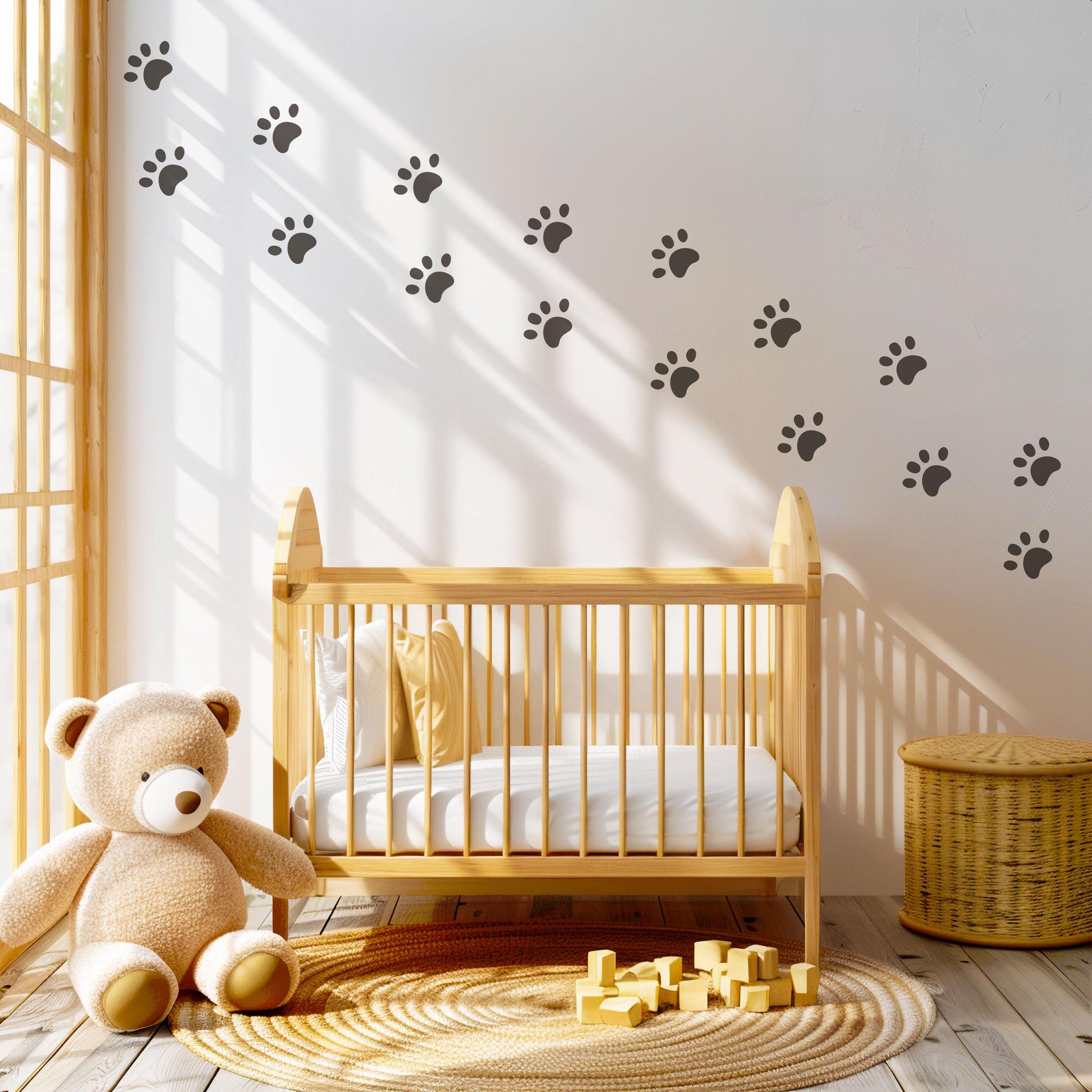 Dog Paw Print Wall Stickers for Kids Bedroom Puppy Nursery Decor Animal Footprint Wall Decals Neutral Playroom Wall Art Pet Lover Room Decor