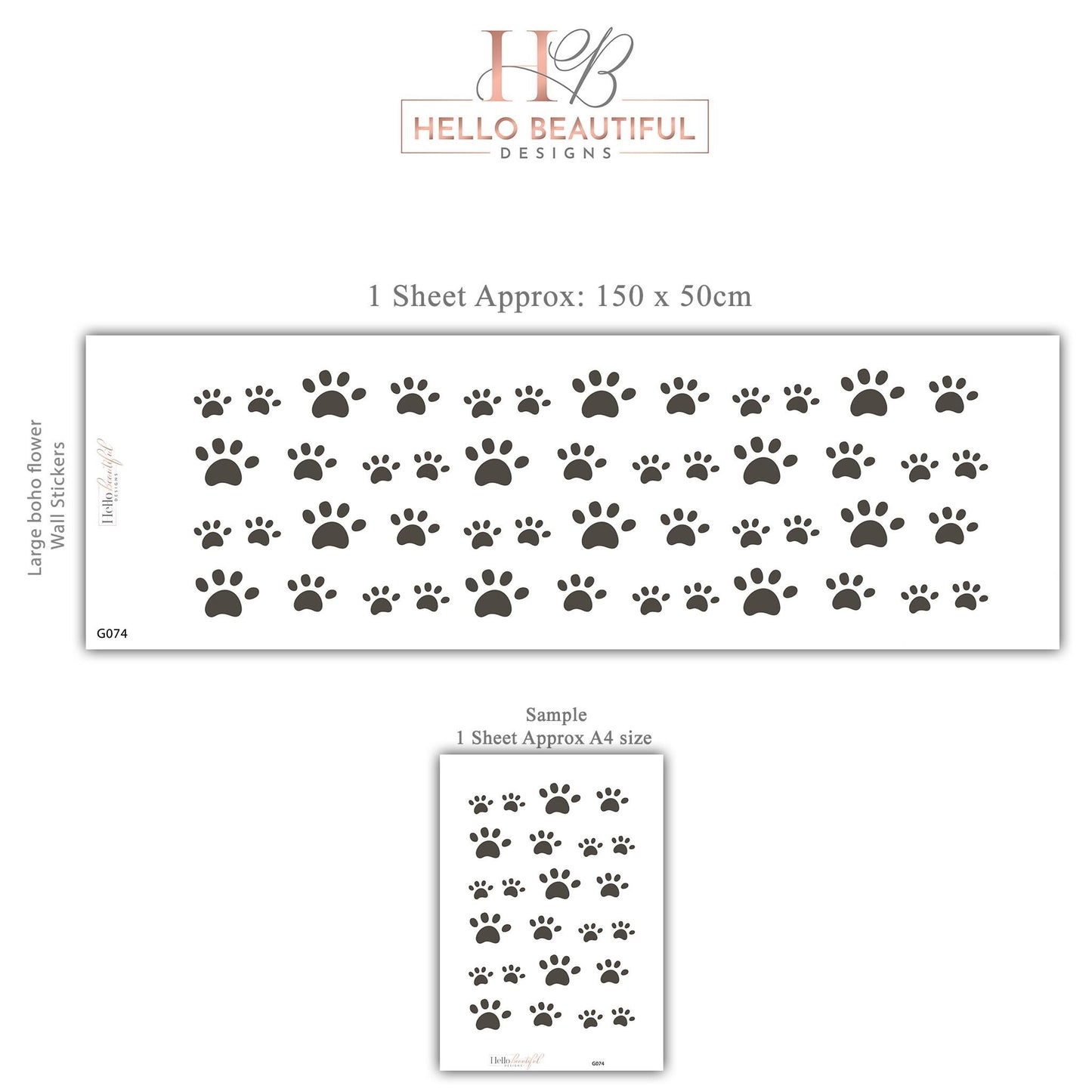 Dog Paw Print Wall Stickers for Nursery, Puppy Bedroom Decor, Pet Paw Decals, Neutral Kids Room Wall Art, Animal Footprint Playroom Stickers