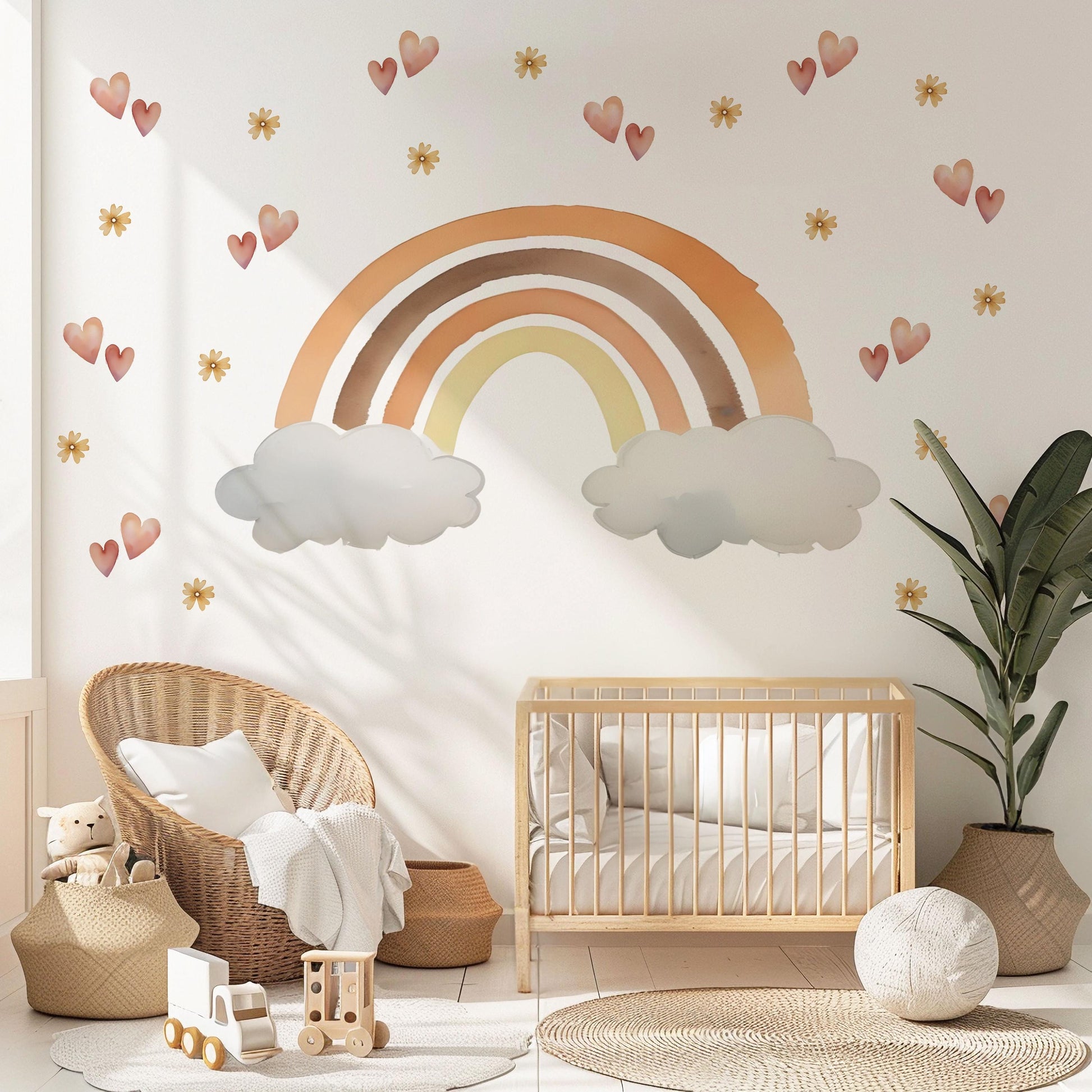 Nursery Decor Rainbow Wall Stickers, Nursery Wall Stickers, Kids Wall Stickers, Boho Rainbow Decal, Neutral Baby Room Decor
